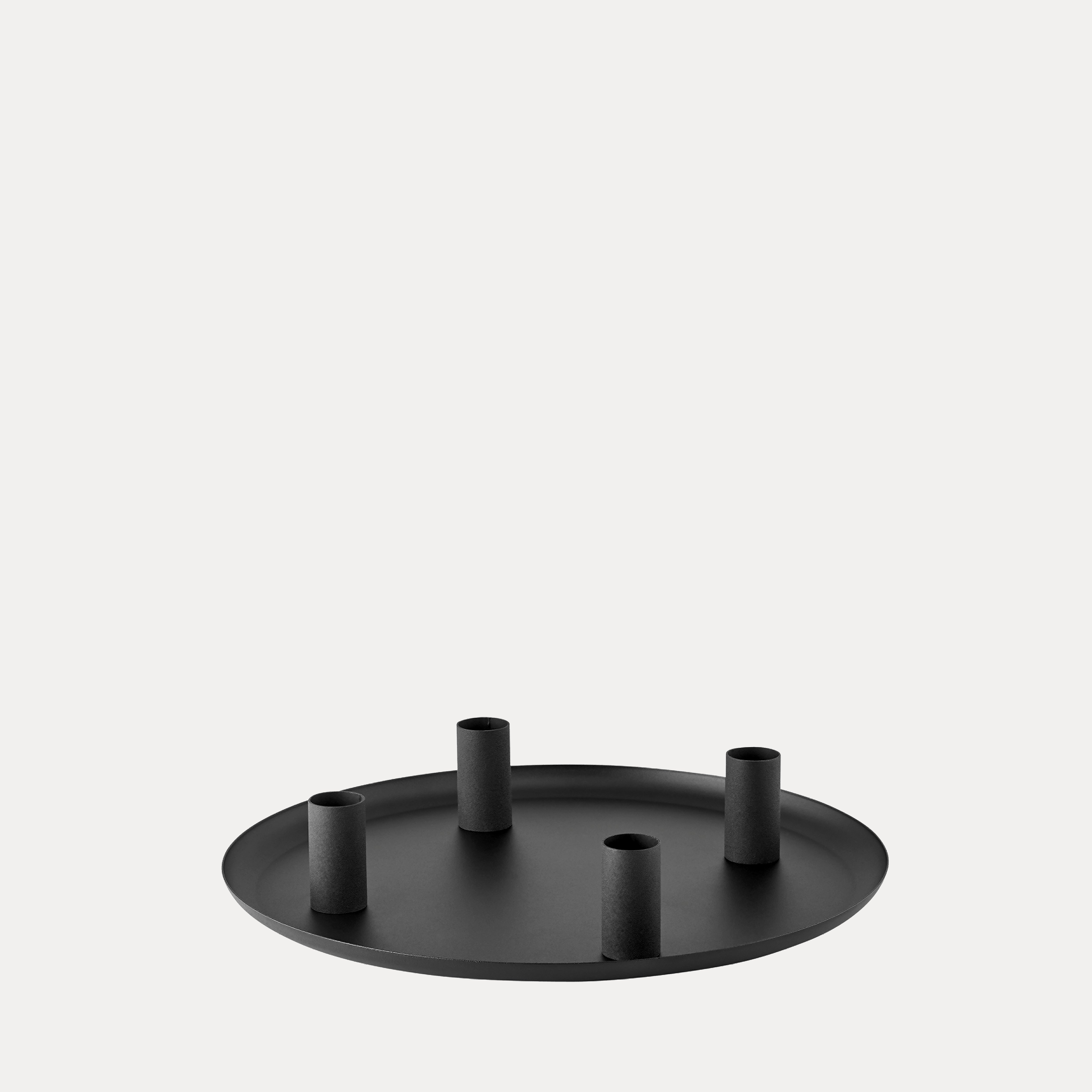 Tablett Loha rund mit magnetischen Kerzenhaltern - schwarz