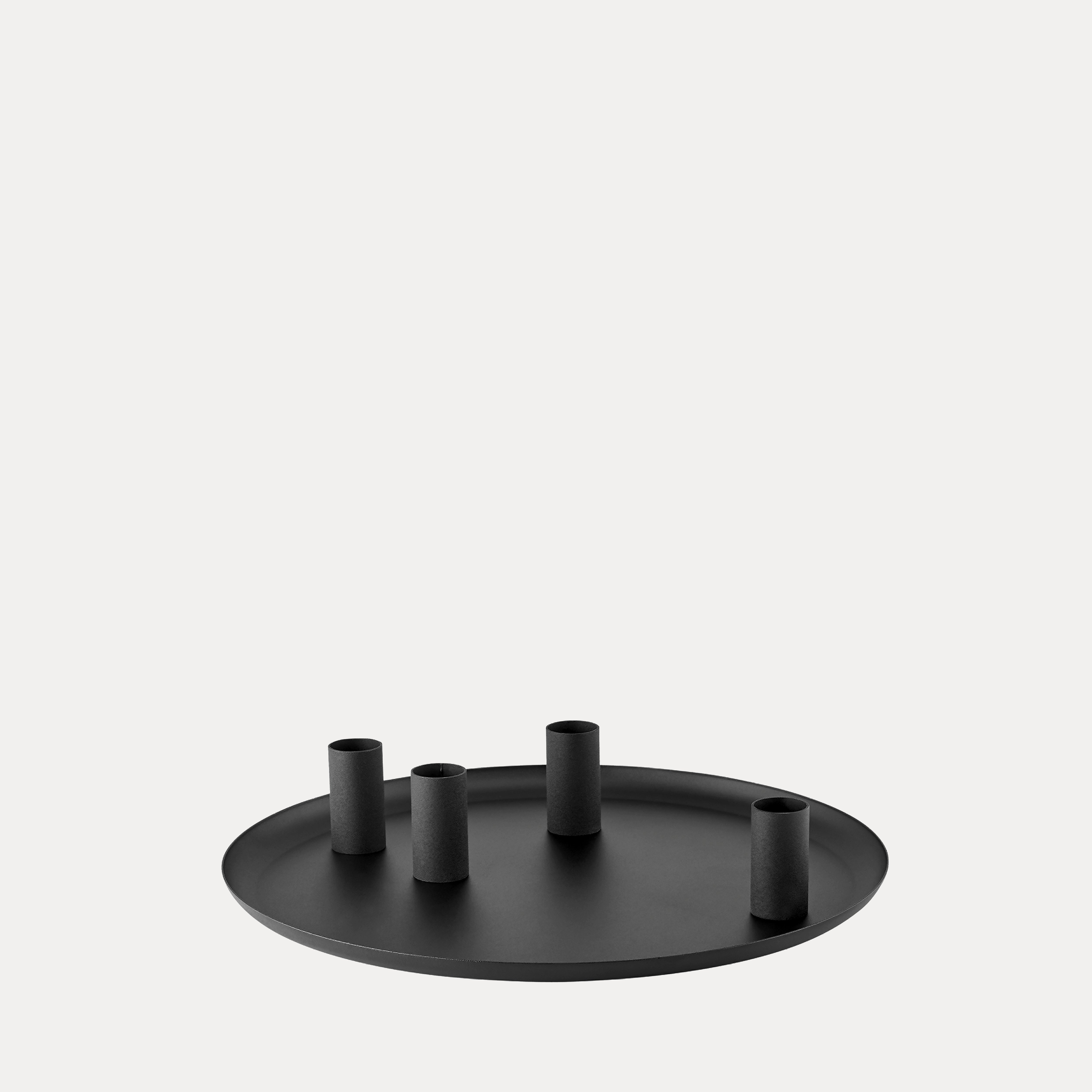 Tablett Loha rund mit magnetischen Kerzenhaltern - schwarz