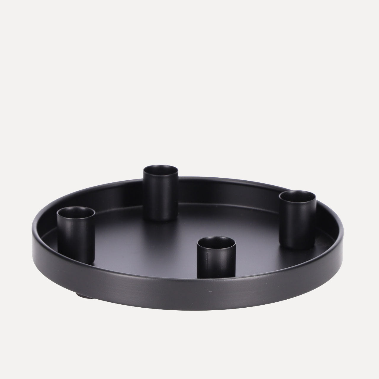 Tablett mit 4 Kerzenhaltern - schwarz