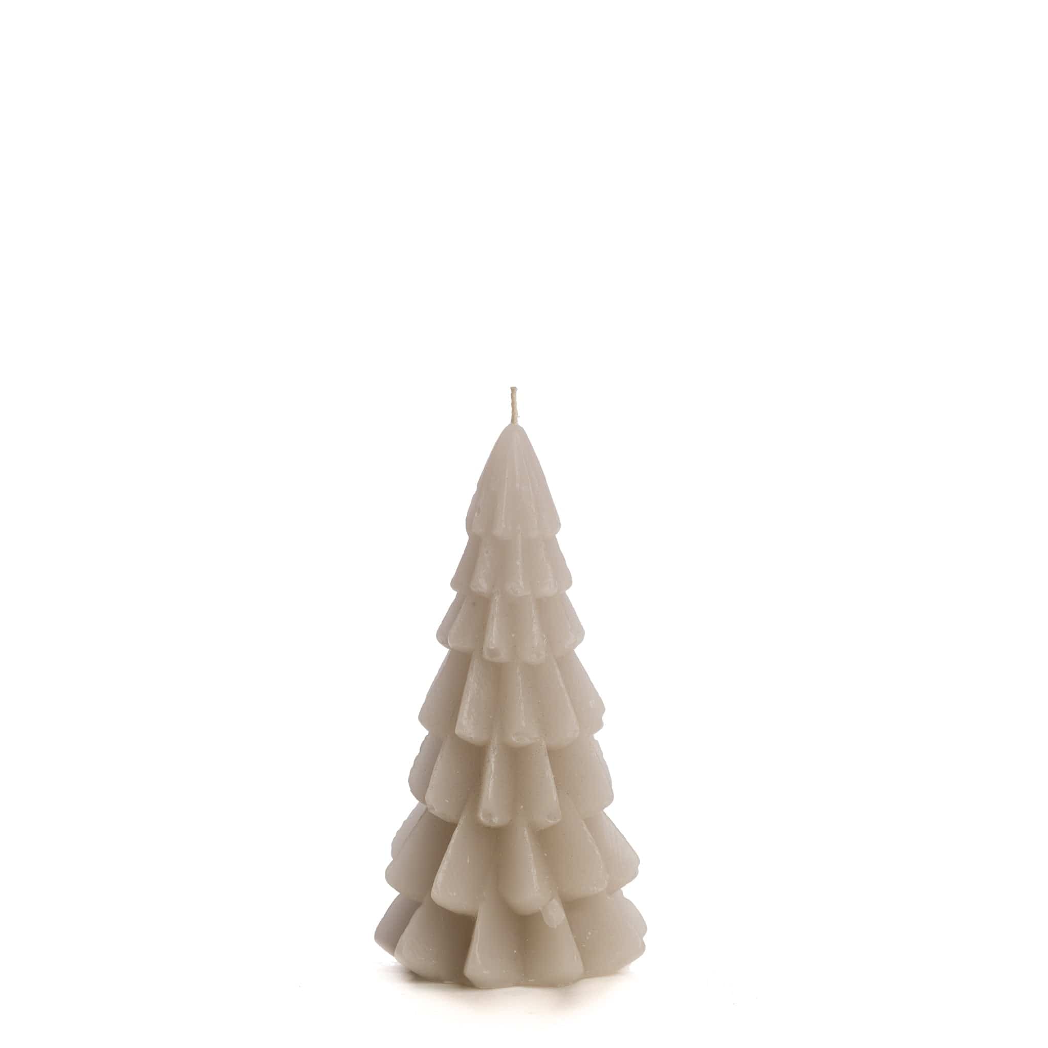 Weihnachtskerze Tannenbaum leinengrau