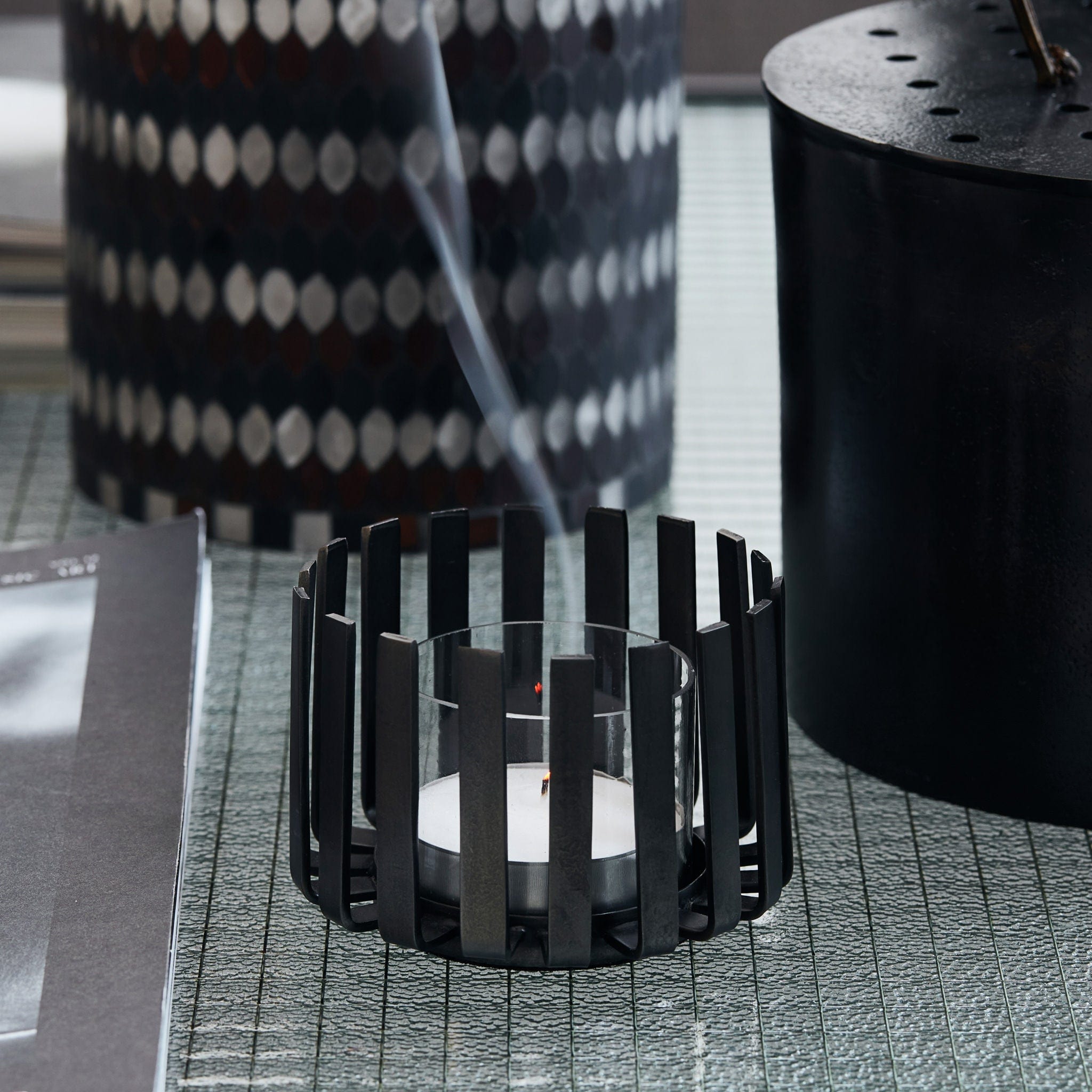 Teelichthalter Bars schwarz