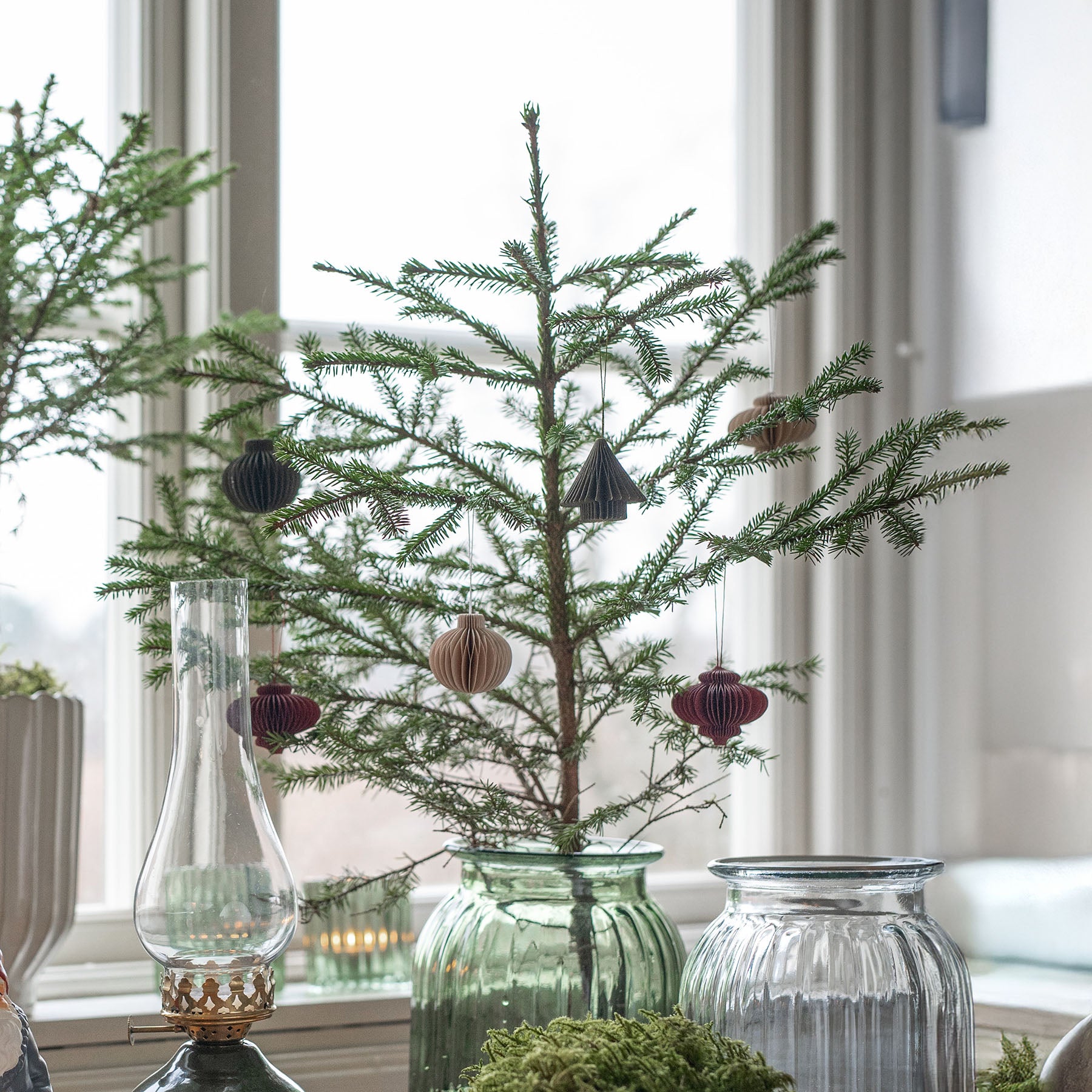 Papieranhänger Honeycomb 6er Set - dunkelgrün