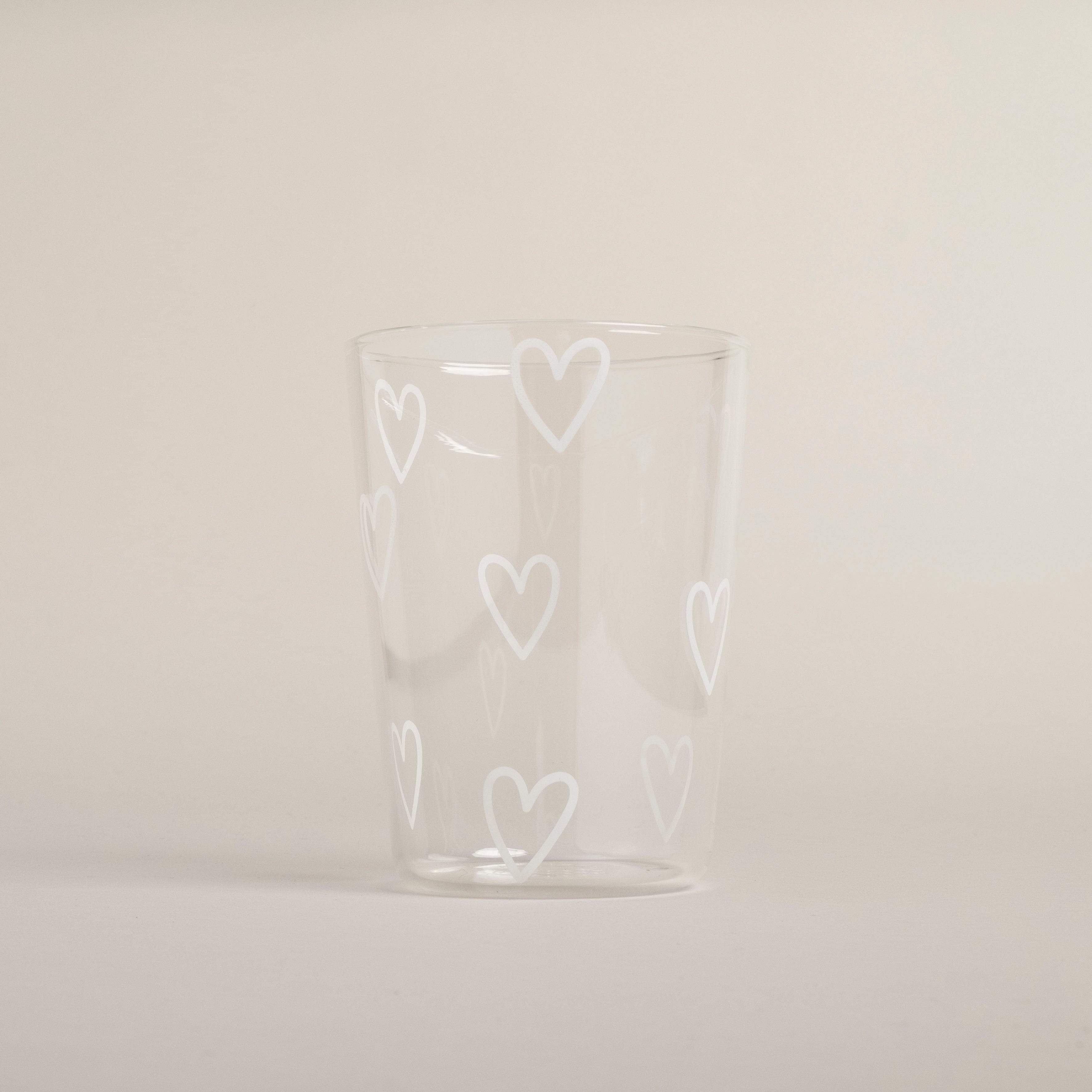 Trinkglas Herzen - weiß