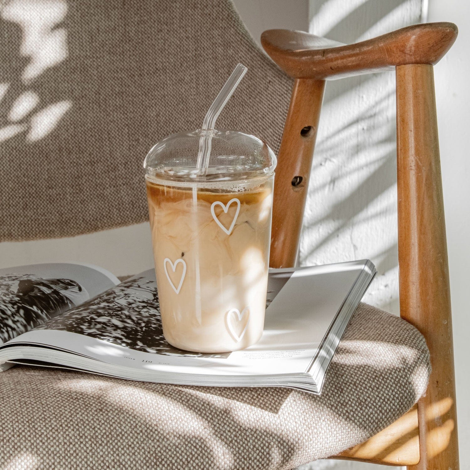 Trinkglas Herzen - weiß