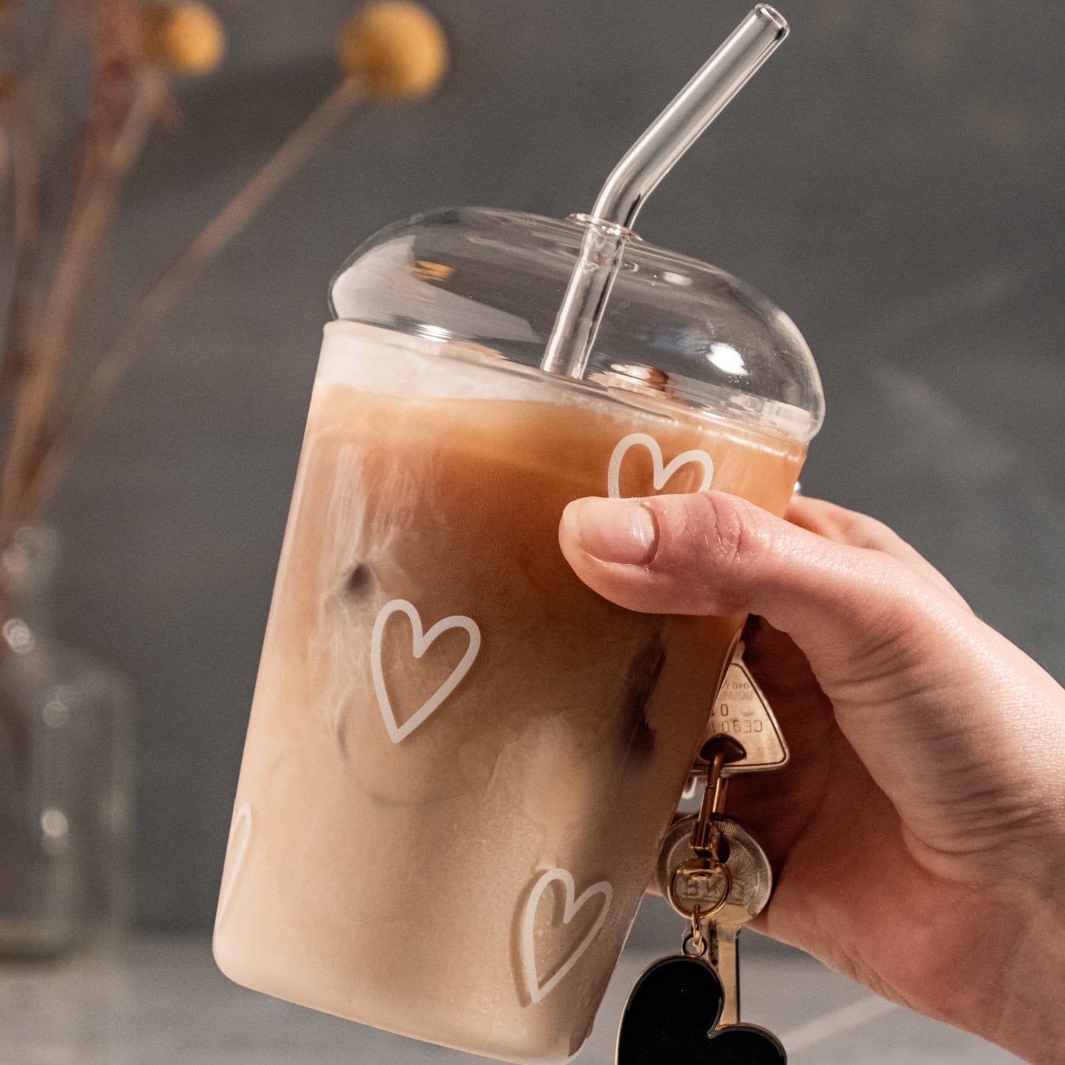 Trinkglas Herzen - weiß