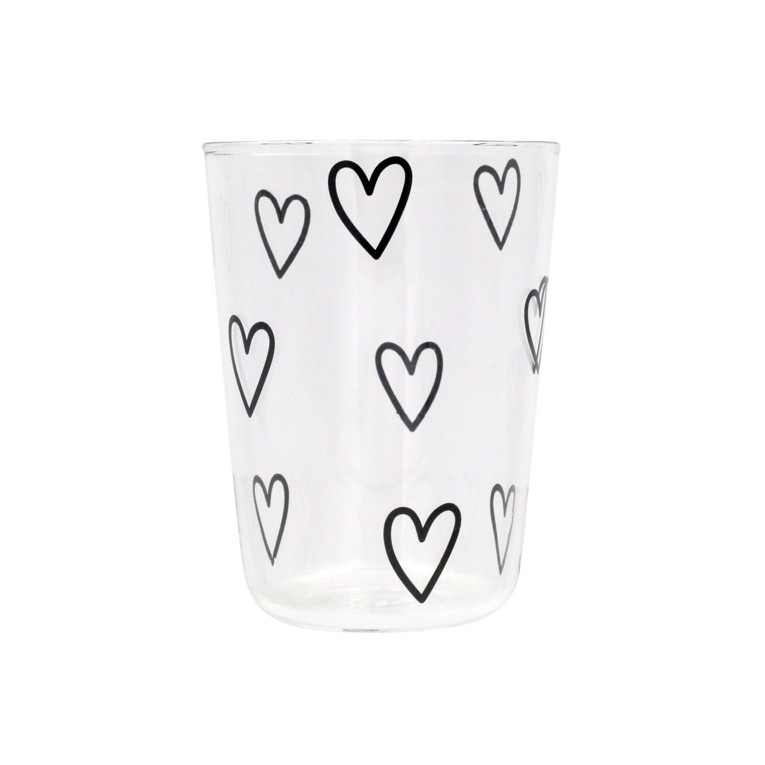 Trinkglas Herzen - schwarz