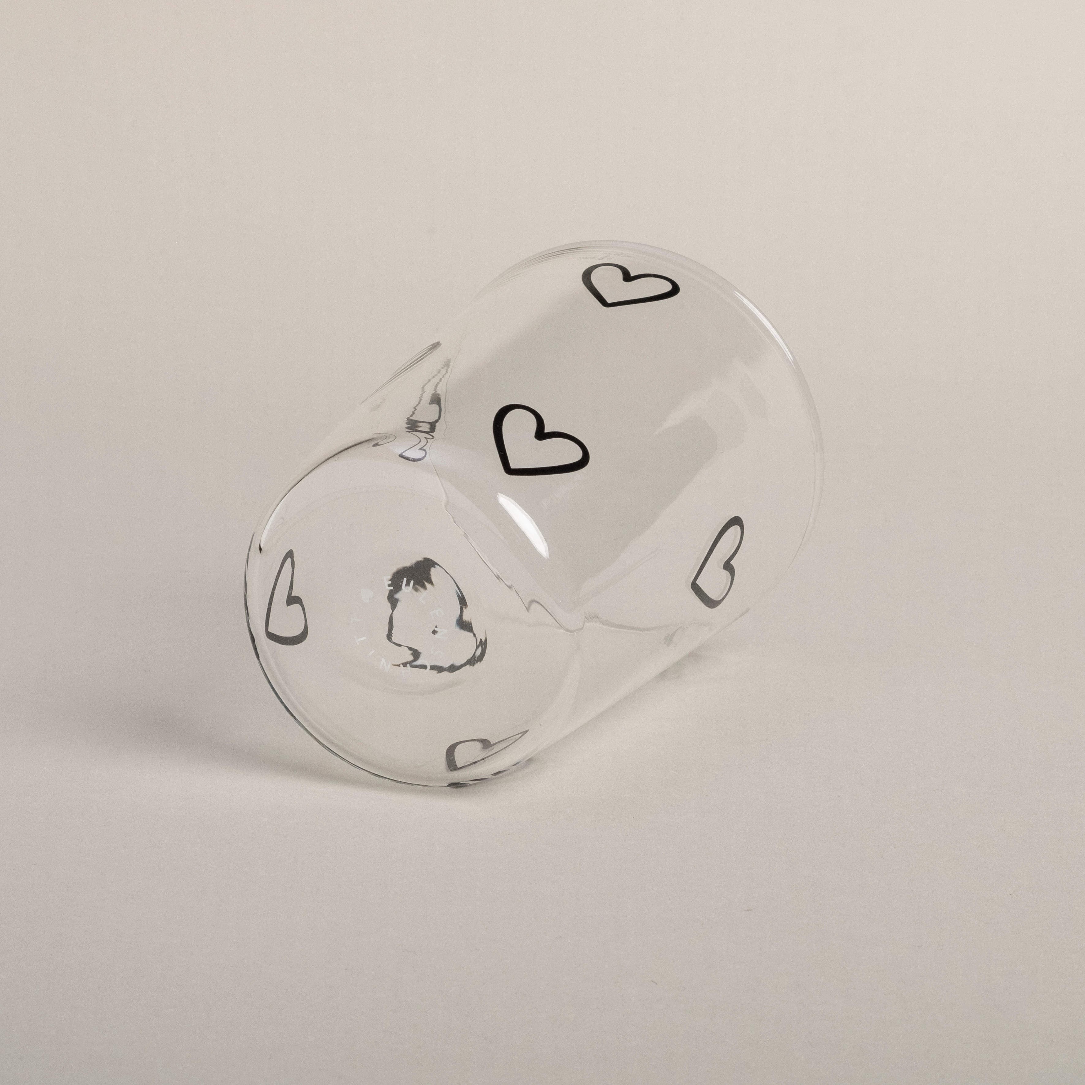 Trinkglas Herzen - schwarz