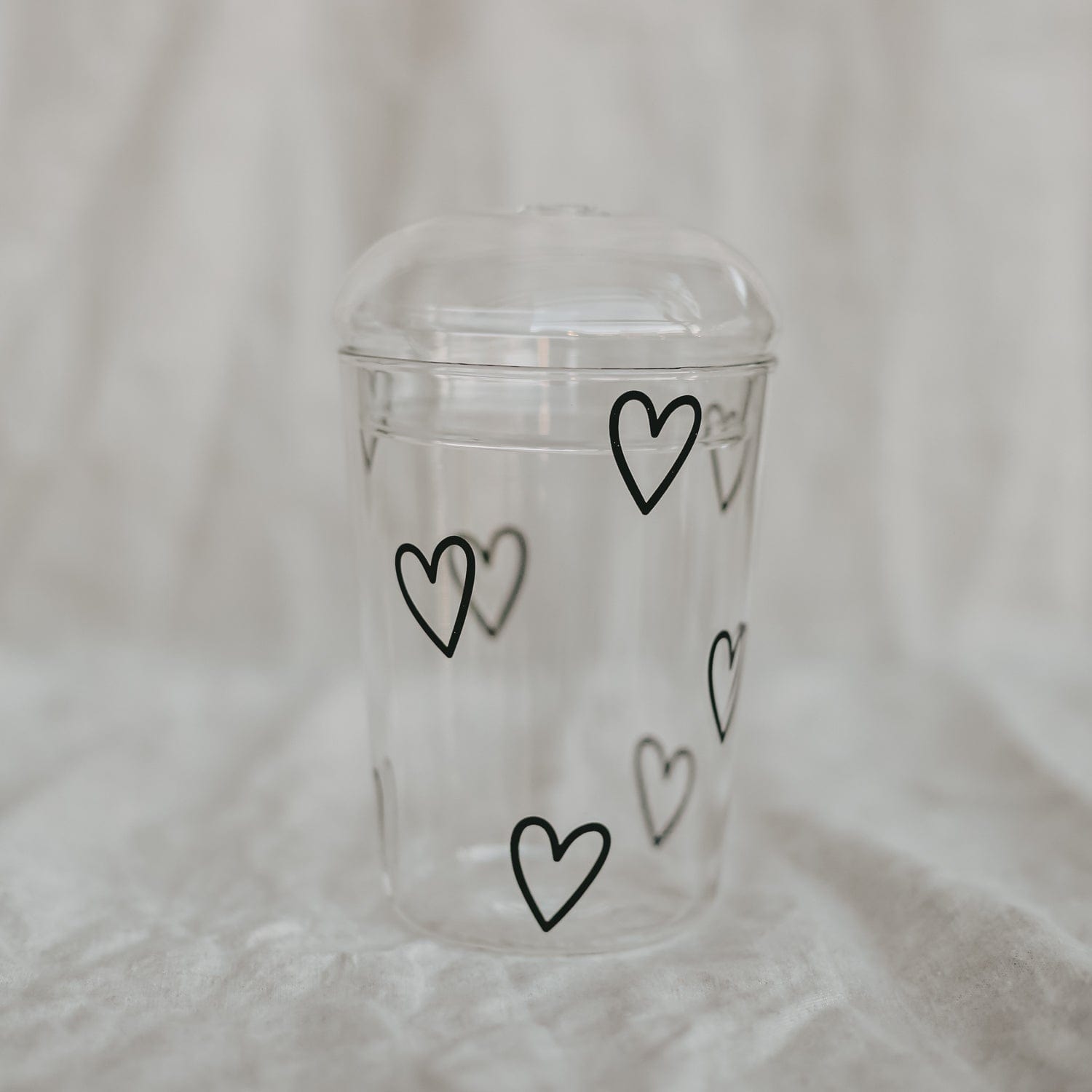 Trinkglas Herzen - schwarz