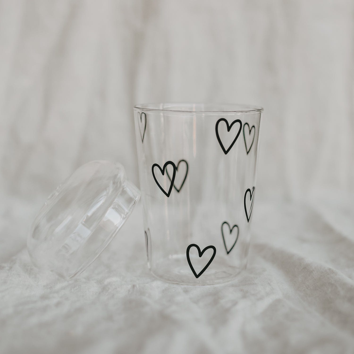 Trinkglas Herzen - schwarz