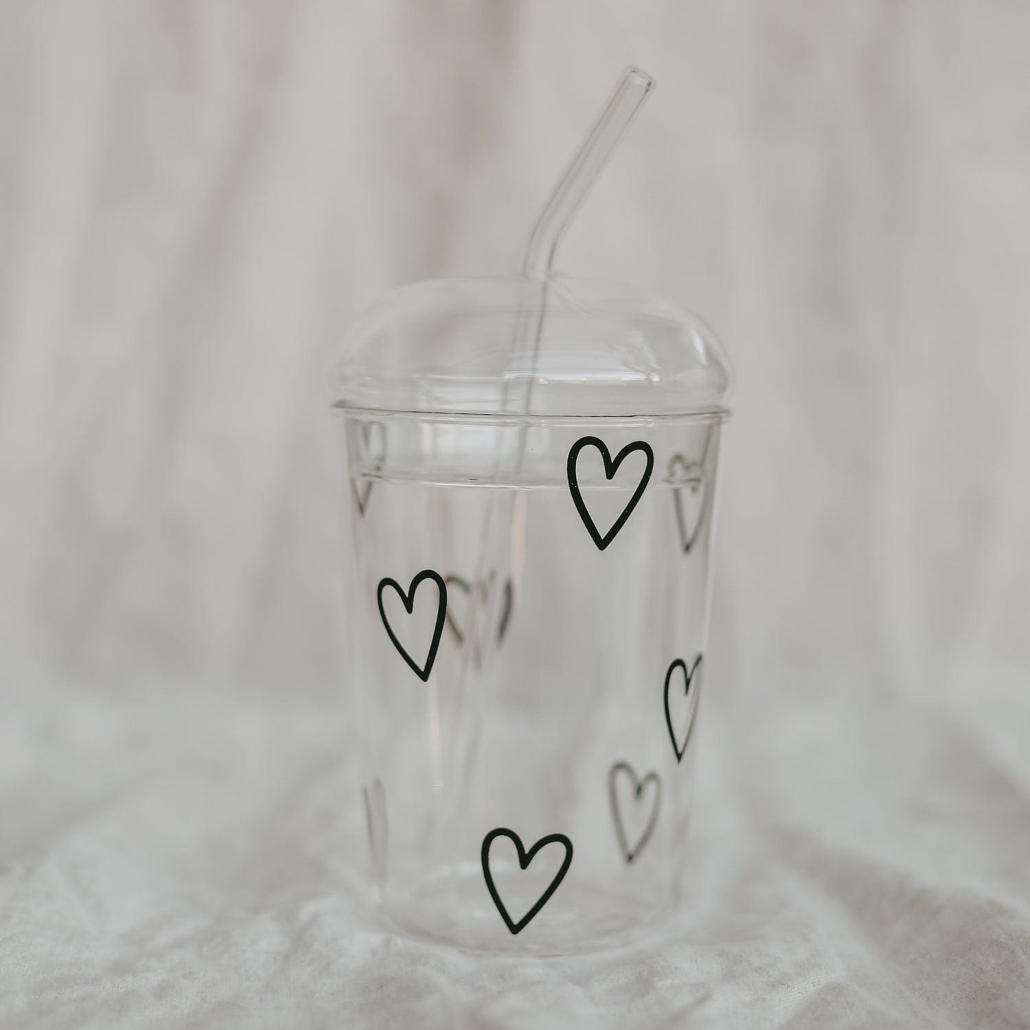 Trinkglas Herzen - schwarz