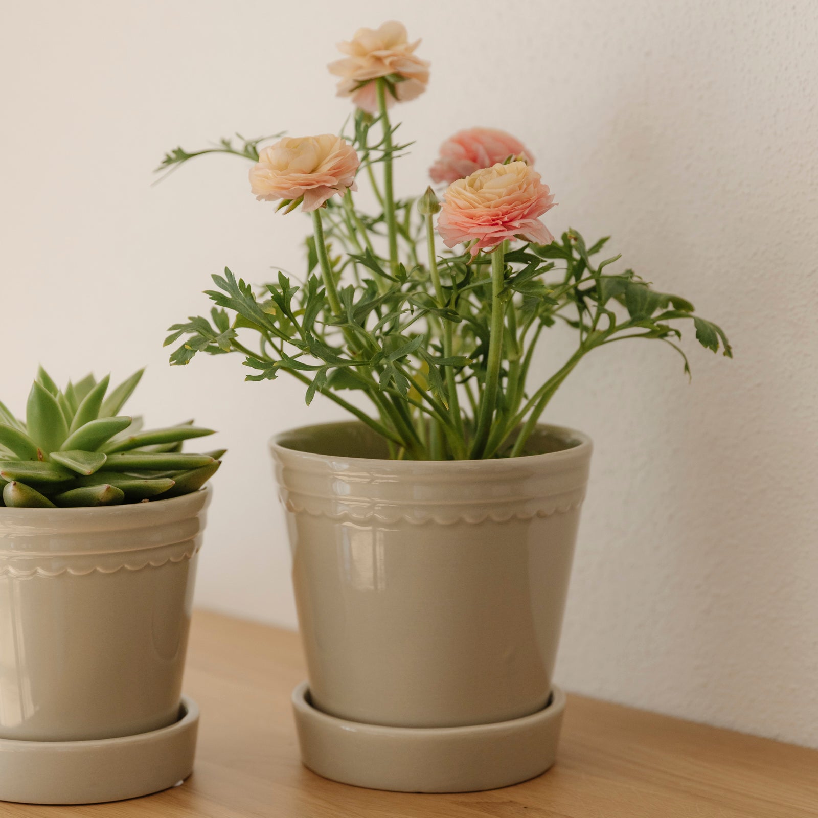 Übertopf mit Untersetzer Astrid - greige