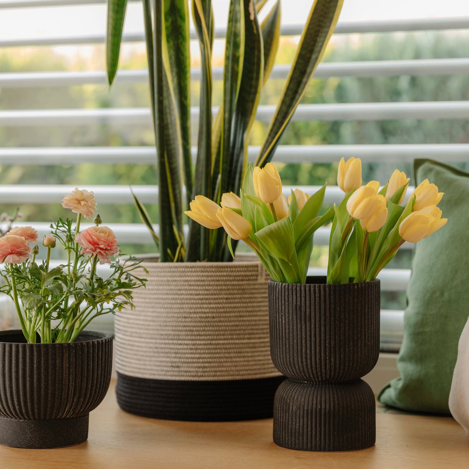 Übertopf / Vase Fuji - schwarz