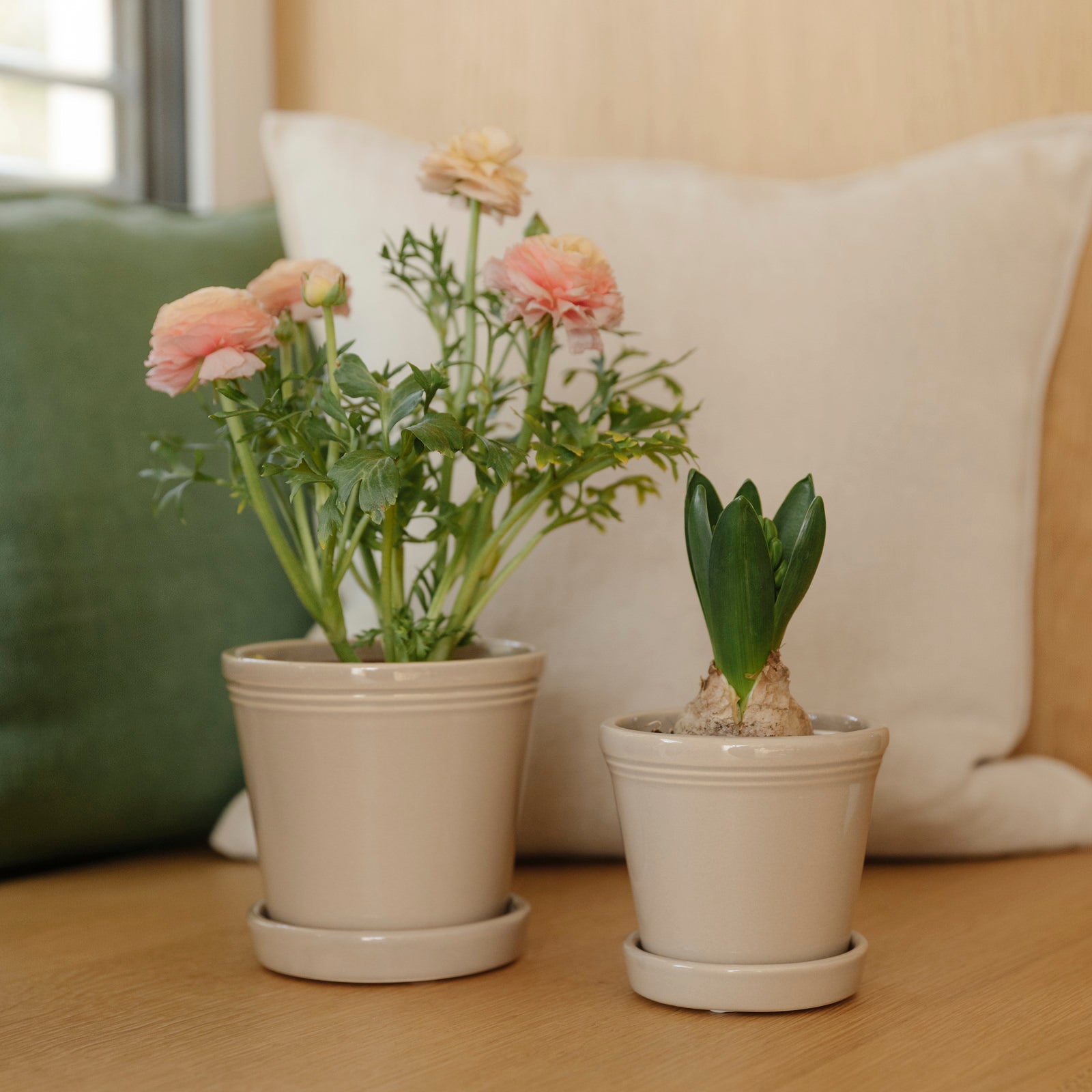 Übertopf mit Untersetzer Emelina - beige