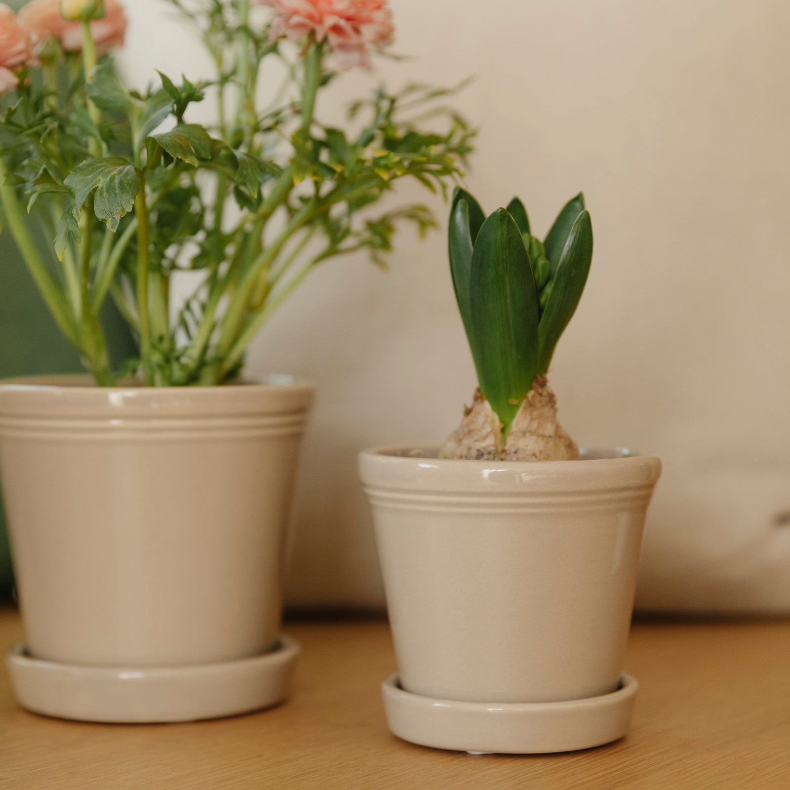 Übertopf mit Untersetzer Emelina - beige