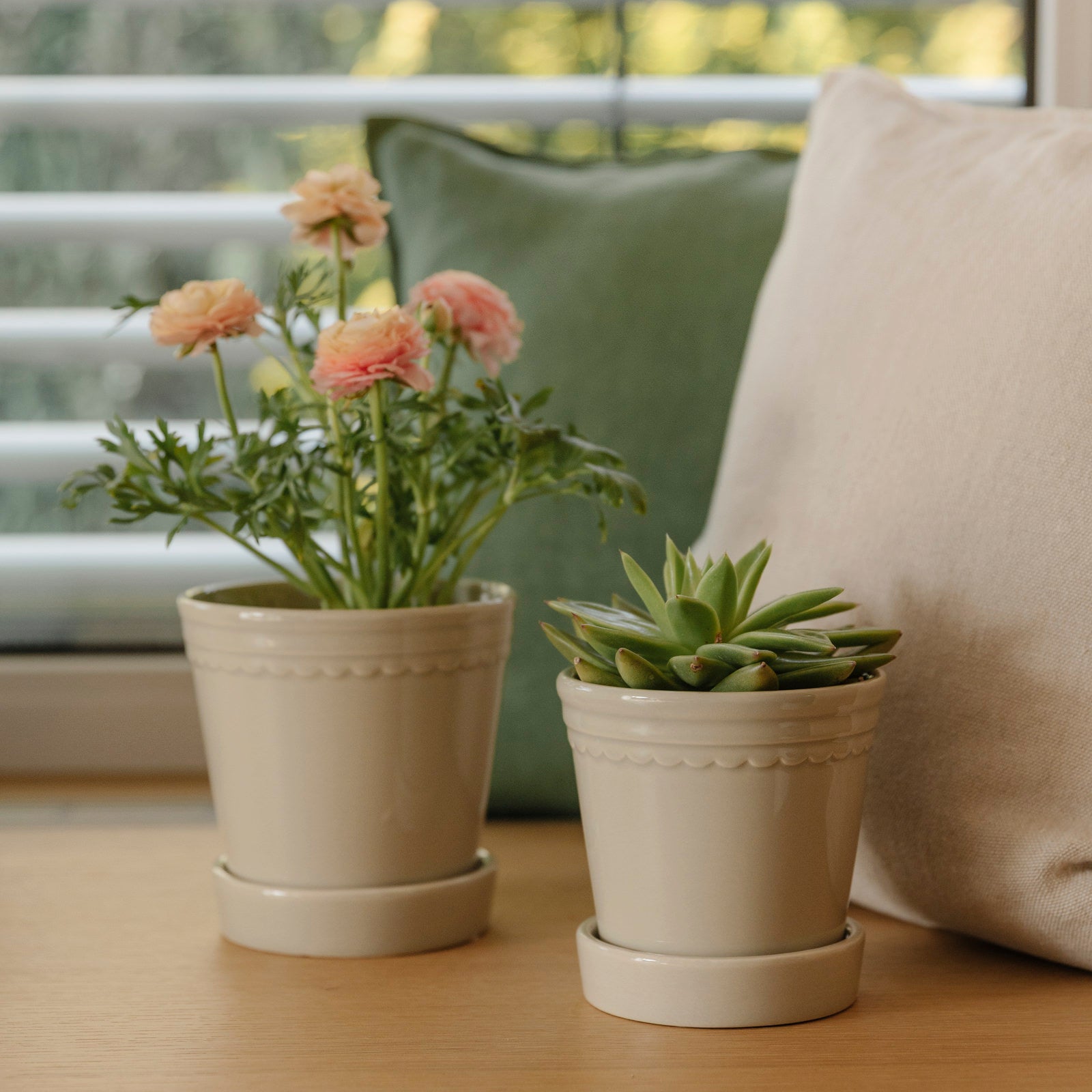 Übertopf mit Untersetzer Astrid - greige