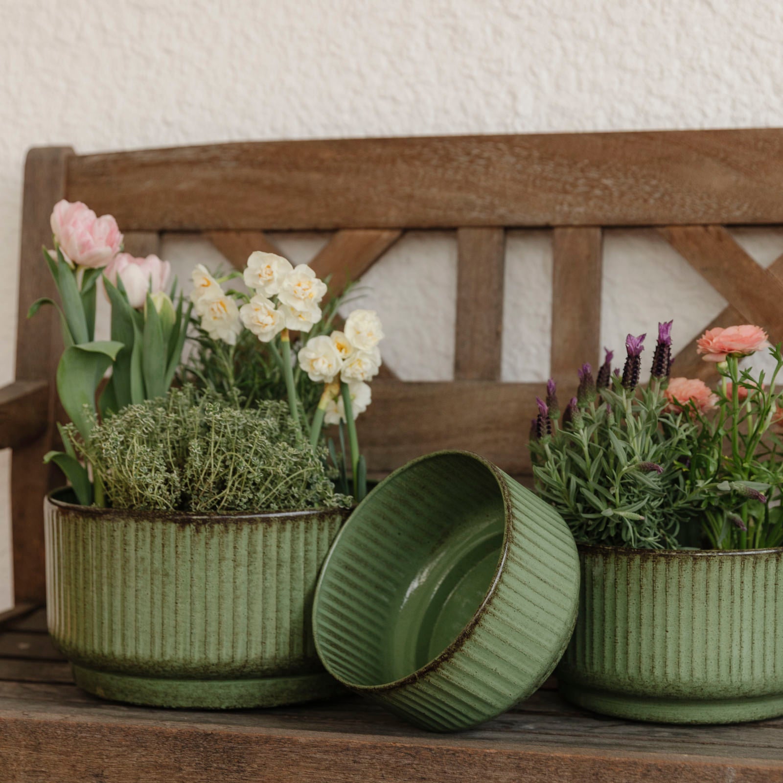 Pflanzschale Jord Stripe - grün