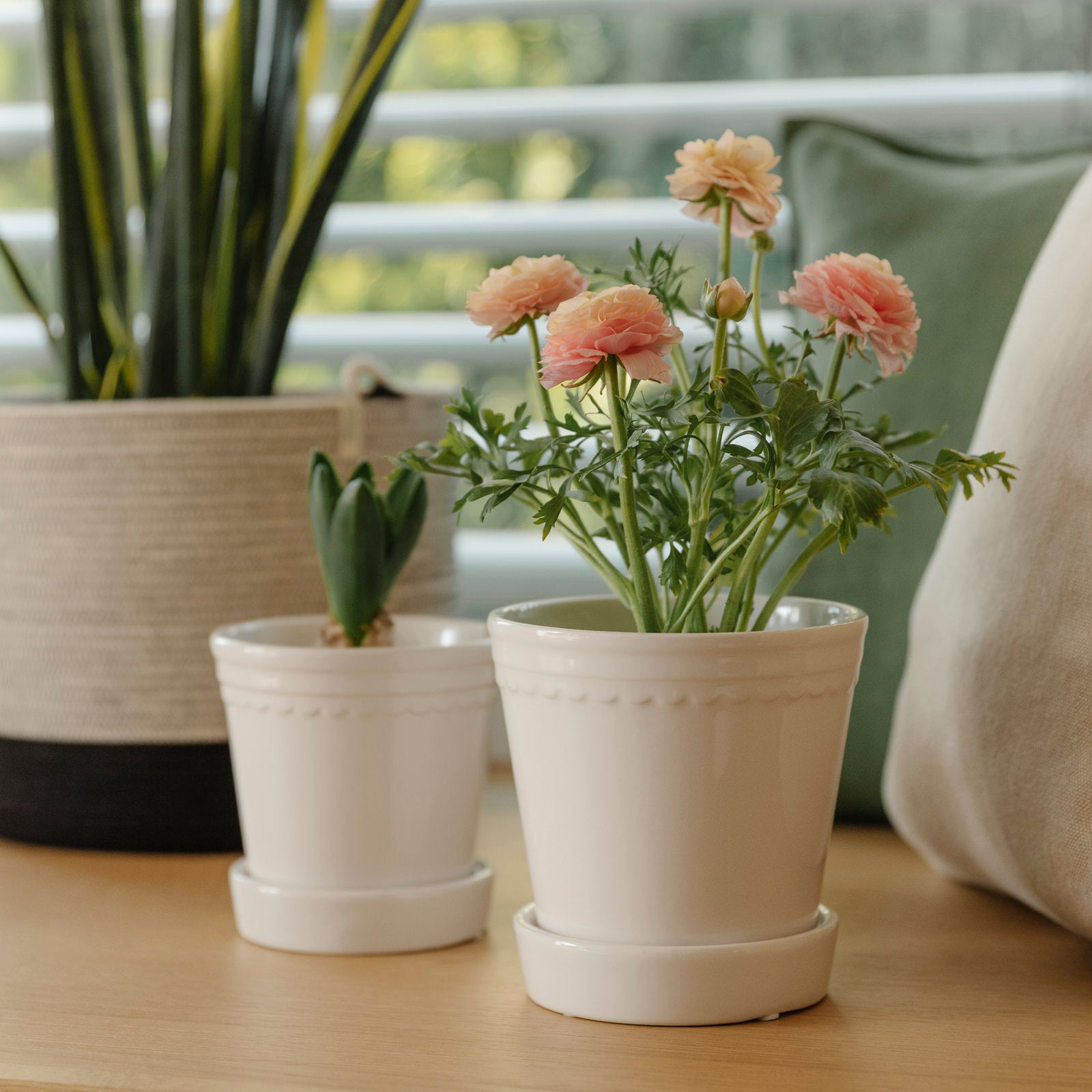 Übertopf mit Untersetzer Astrid - weiß