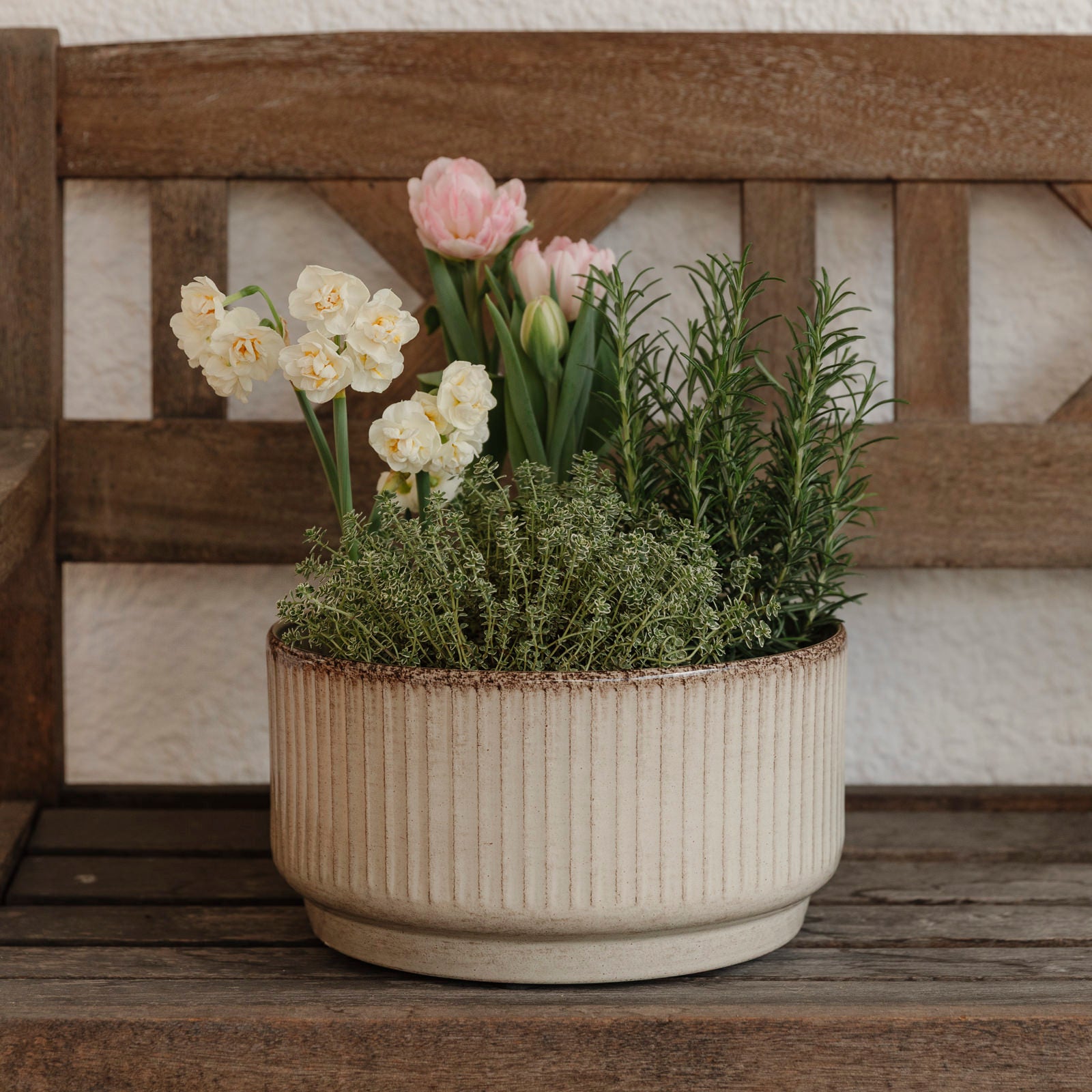 Pflanzschale Jord Stripe - beige