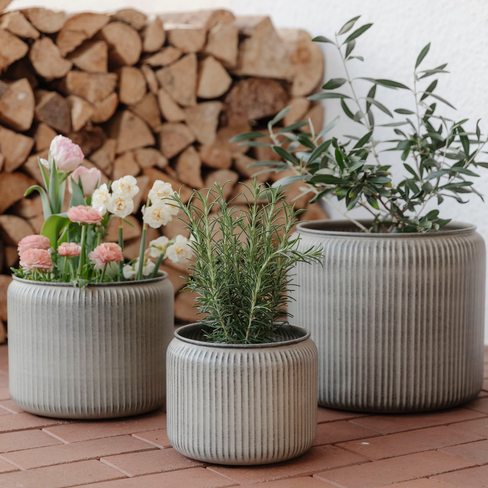 Pflanztopf Hage Stripe - greige