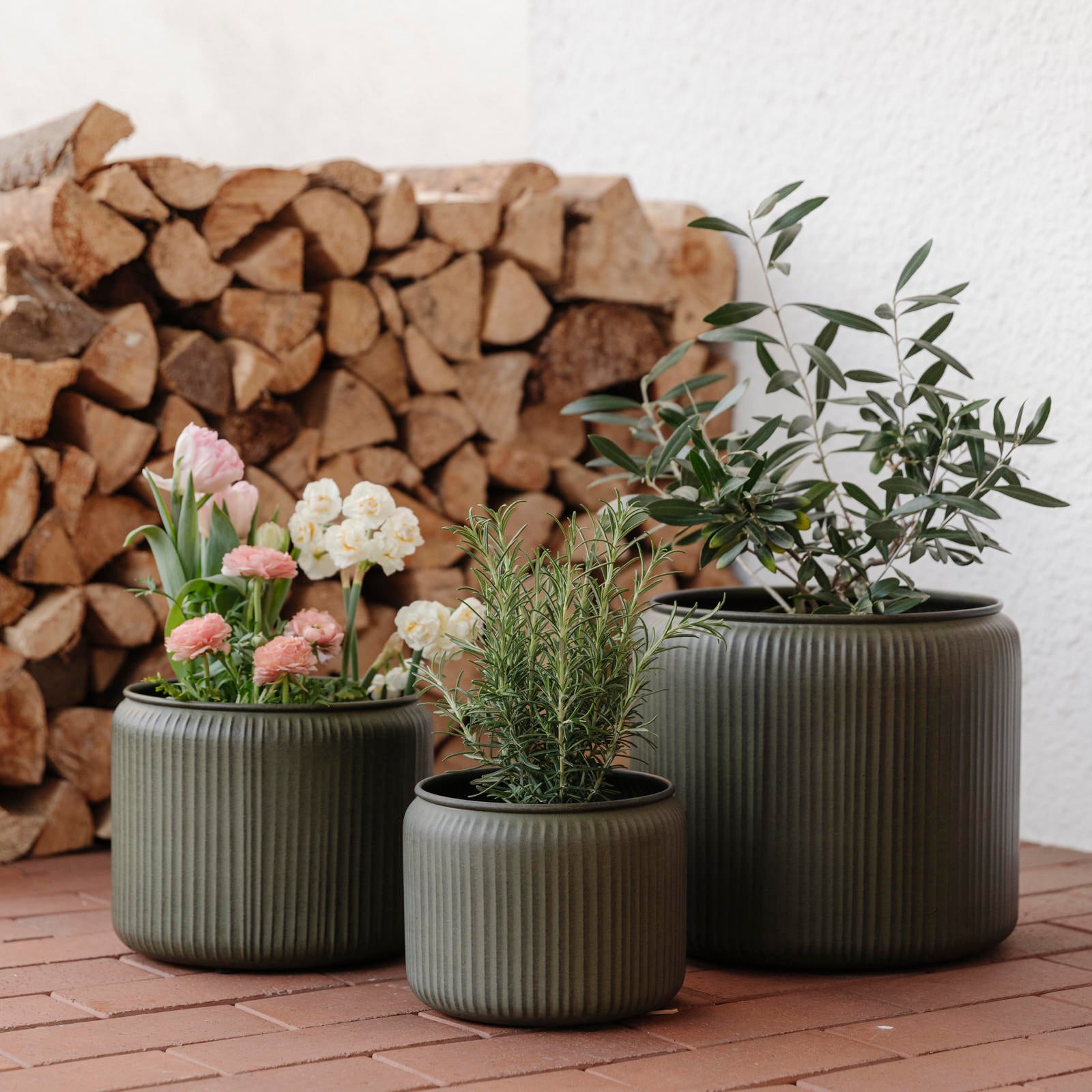 Pflanztopf Hage Stripe - dunkelgrün