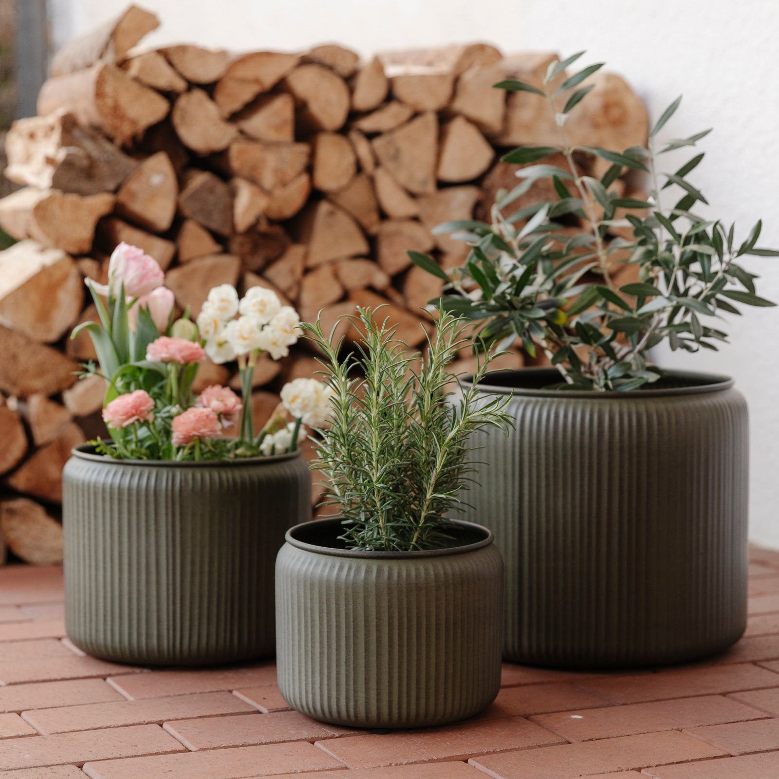 Pflanztopf Hage Stripe - dunkelgrün