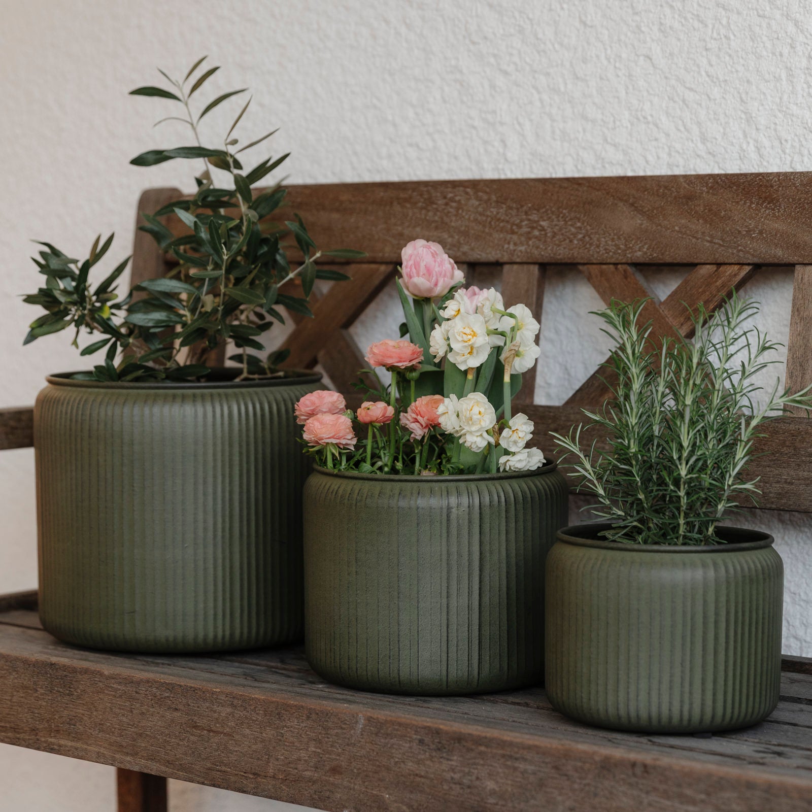 Pflanztopf Hage Stripe - dunkelgrün