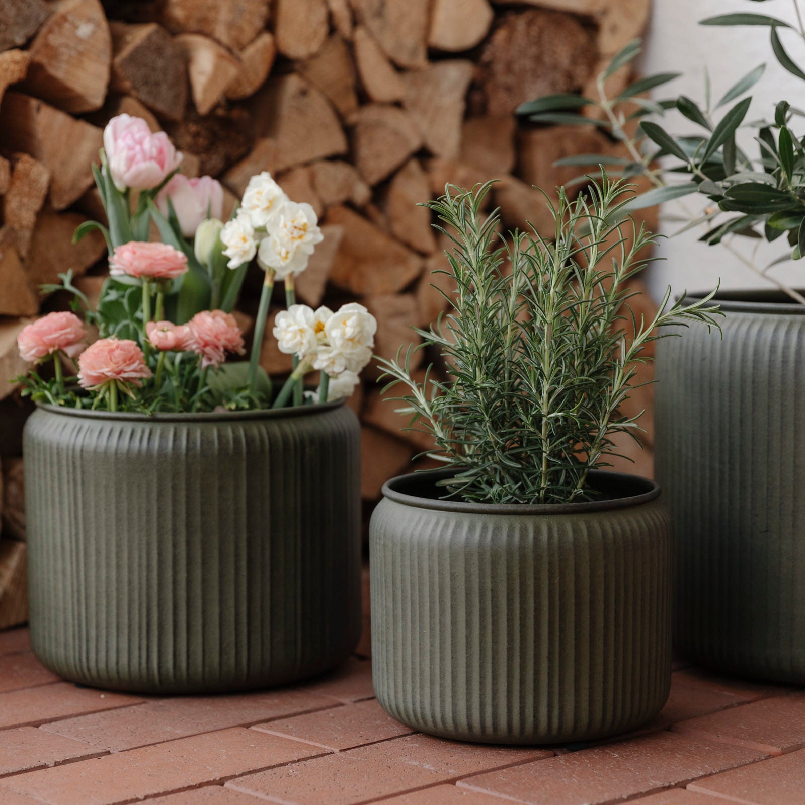 Pflanztopf Hage Stripe - dunkelgrün