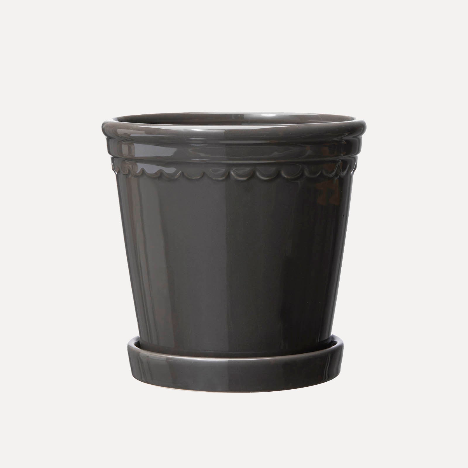 Übertopf mit Untersetzer Astrid - grau