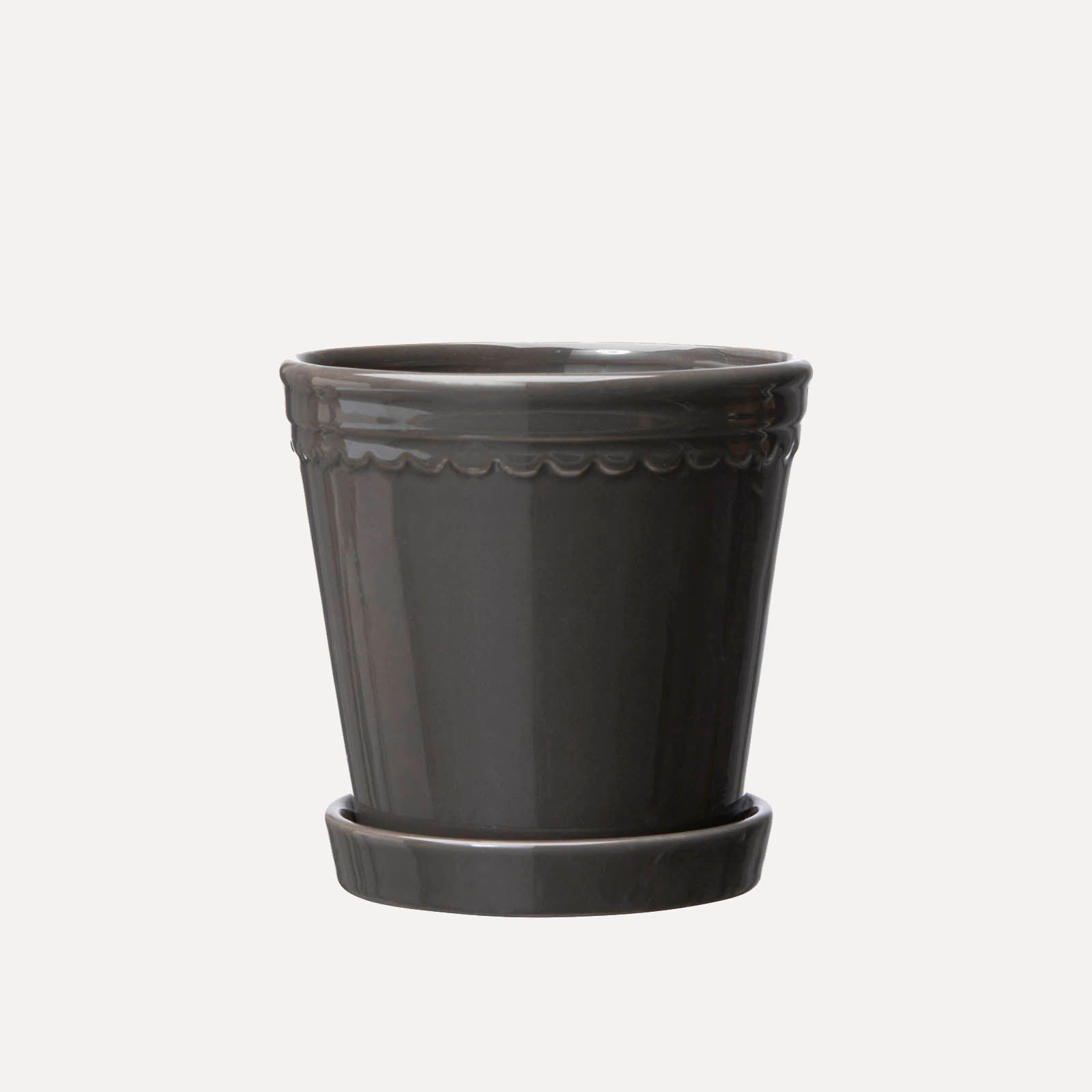 Übertopf mit Untersetzer Astrid - grau