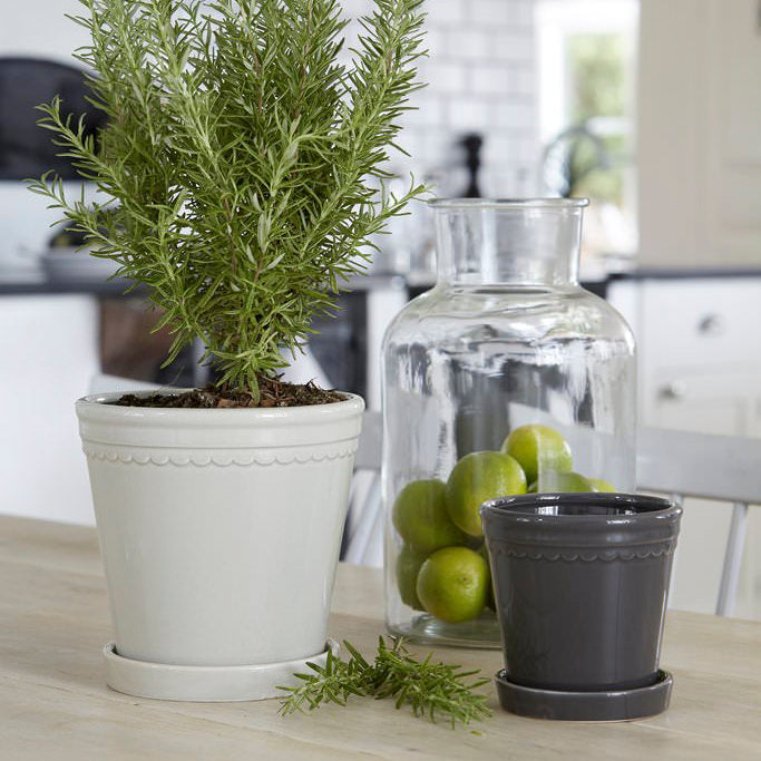 Übertopf mit Untersetzer Astrid - grau