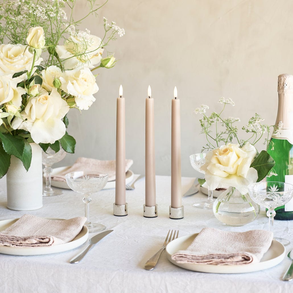 Uyuni LED Stabkerze 25cm 2er Set beige