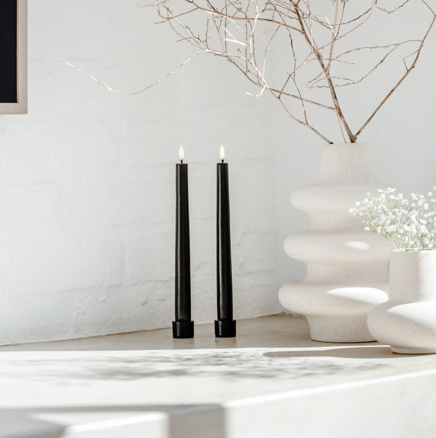 Uyuni LED Stabkerze 25cm 2er Set schwarz