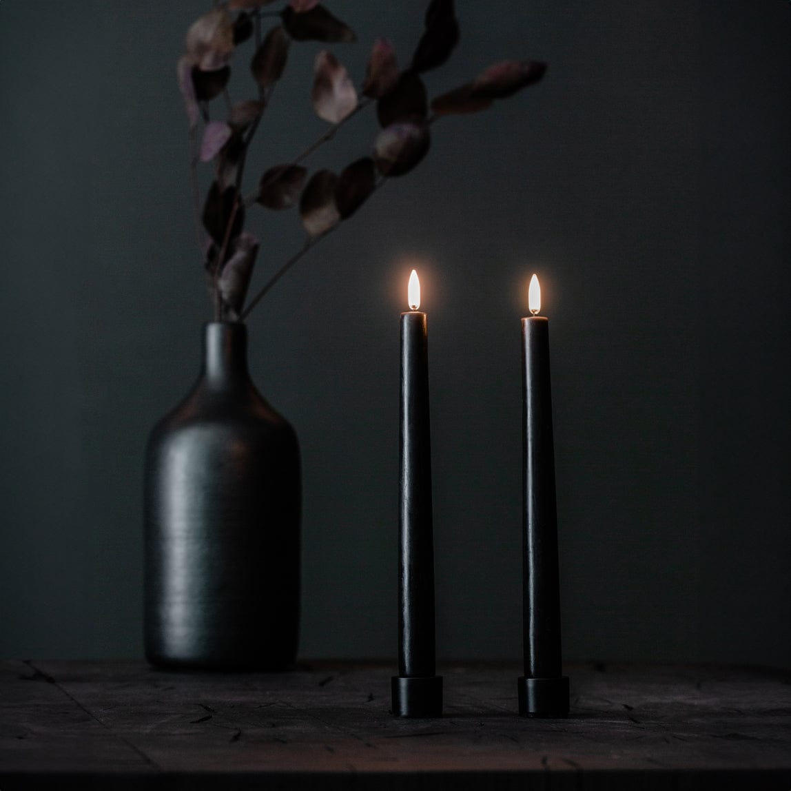 Uyuni LED Stabkerze 25cm 2er Set schwarz