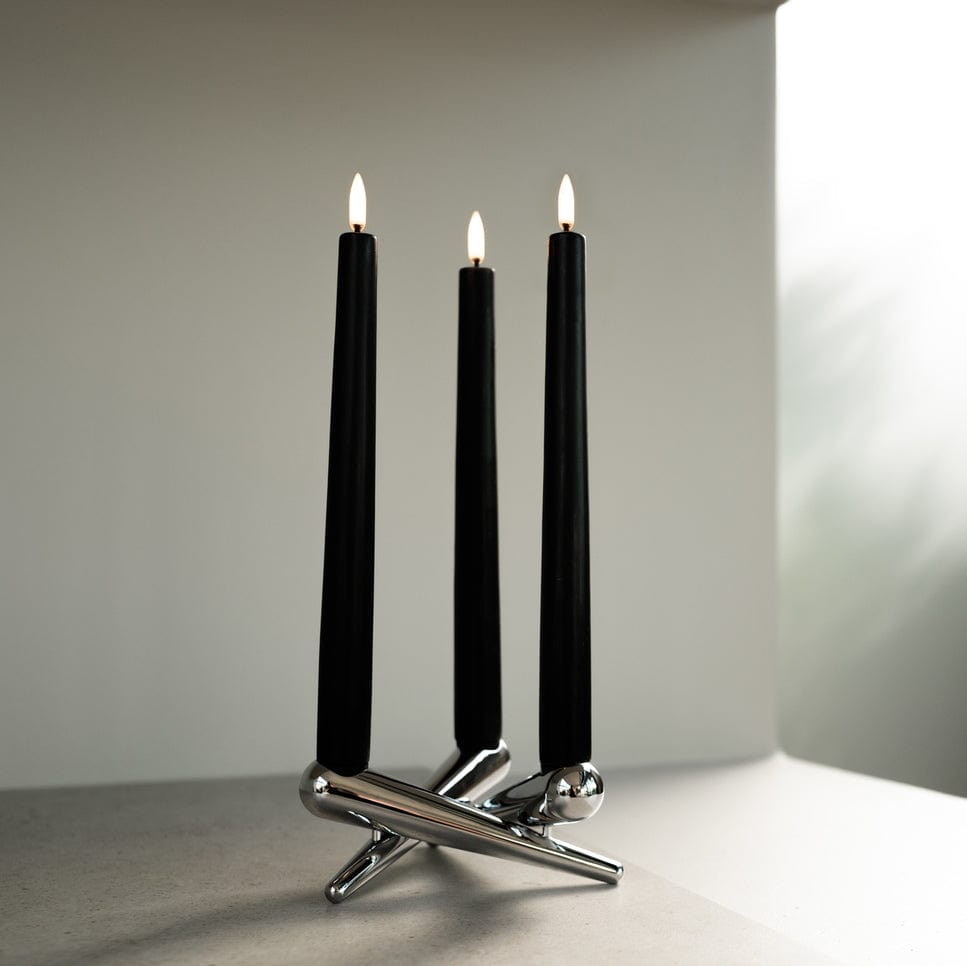 Uyuni LED Stabkerze 25cm 2er Set schwarz