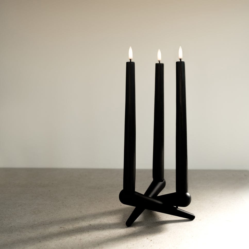 Uyuni LED Stabkerze 25cm 2er Set schwarz