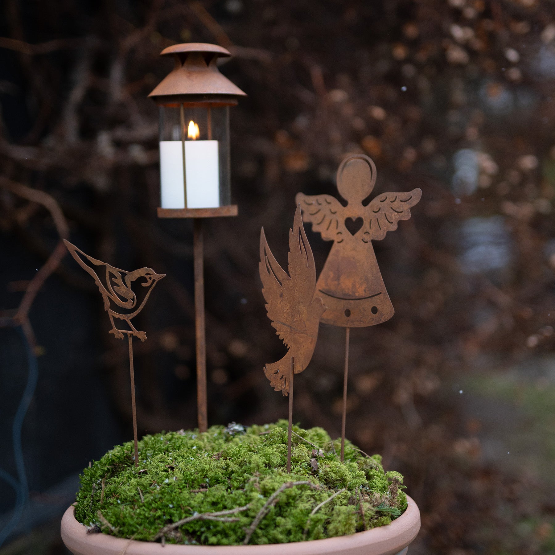 Gartenstecker Vögel 2er Set Rost