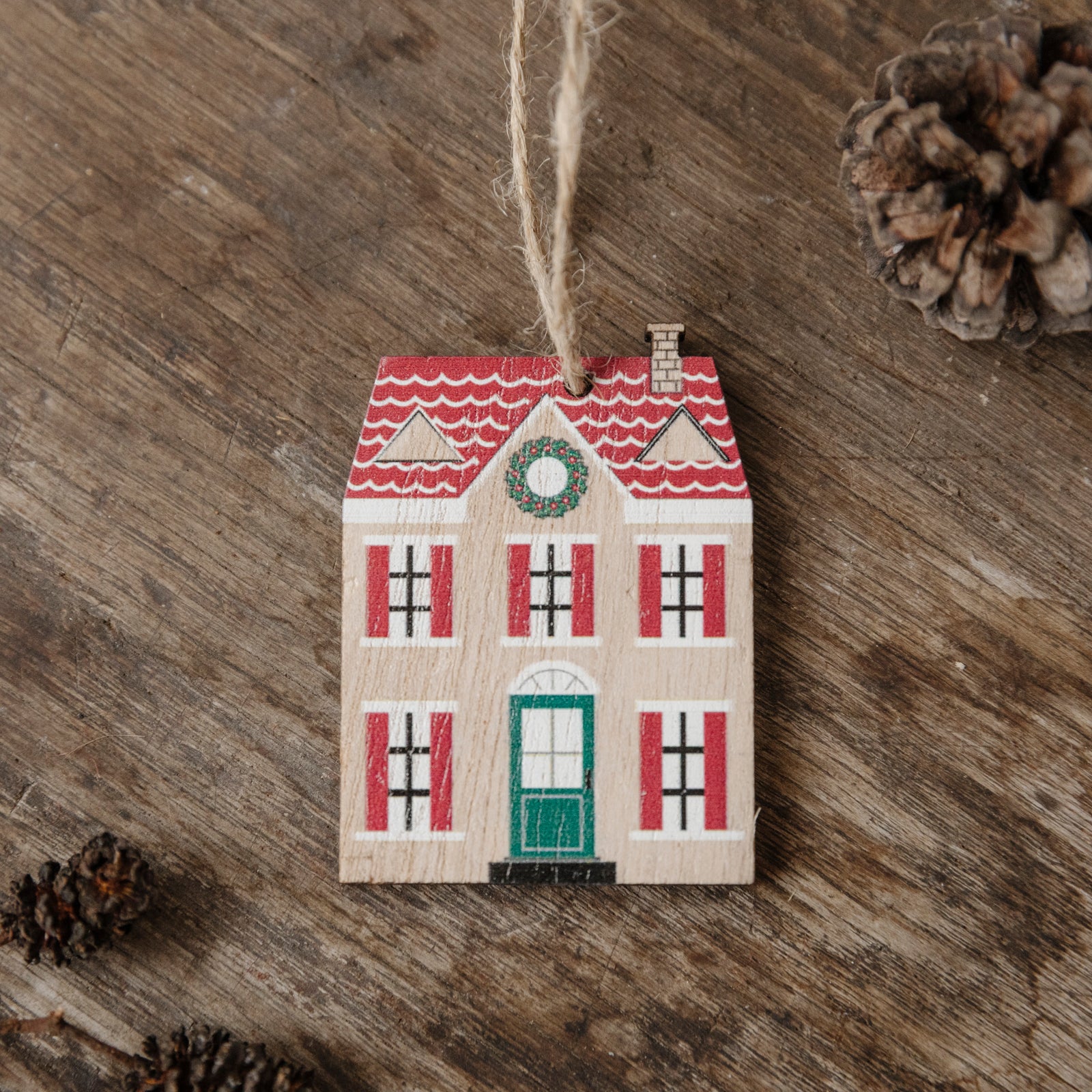 Holzanhänger Haus - bunt