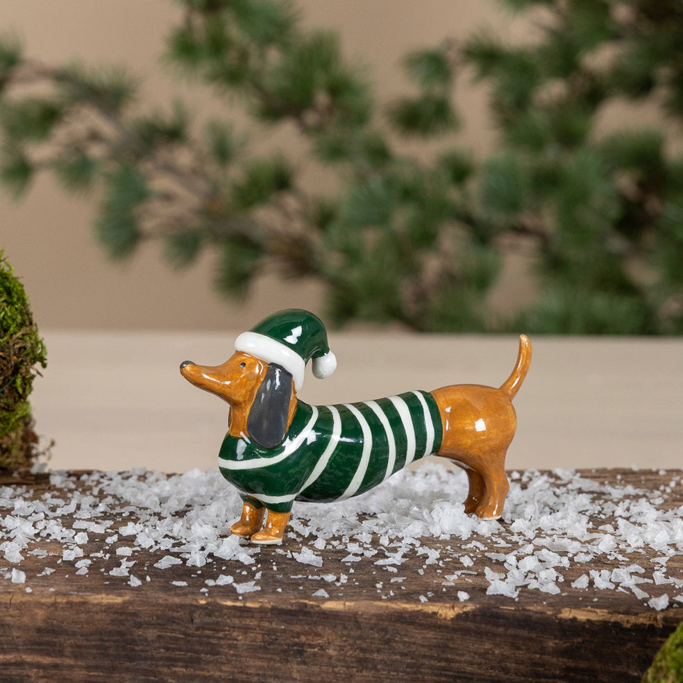 Weihnachtsdeko Hund Albin - rot grün