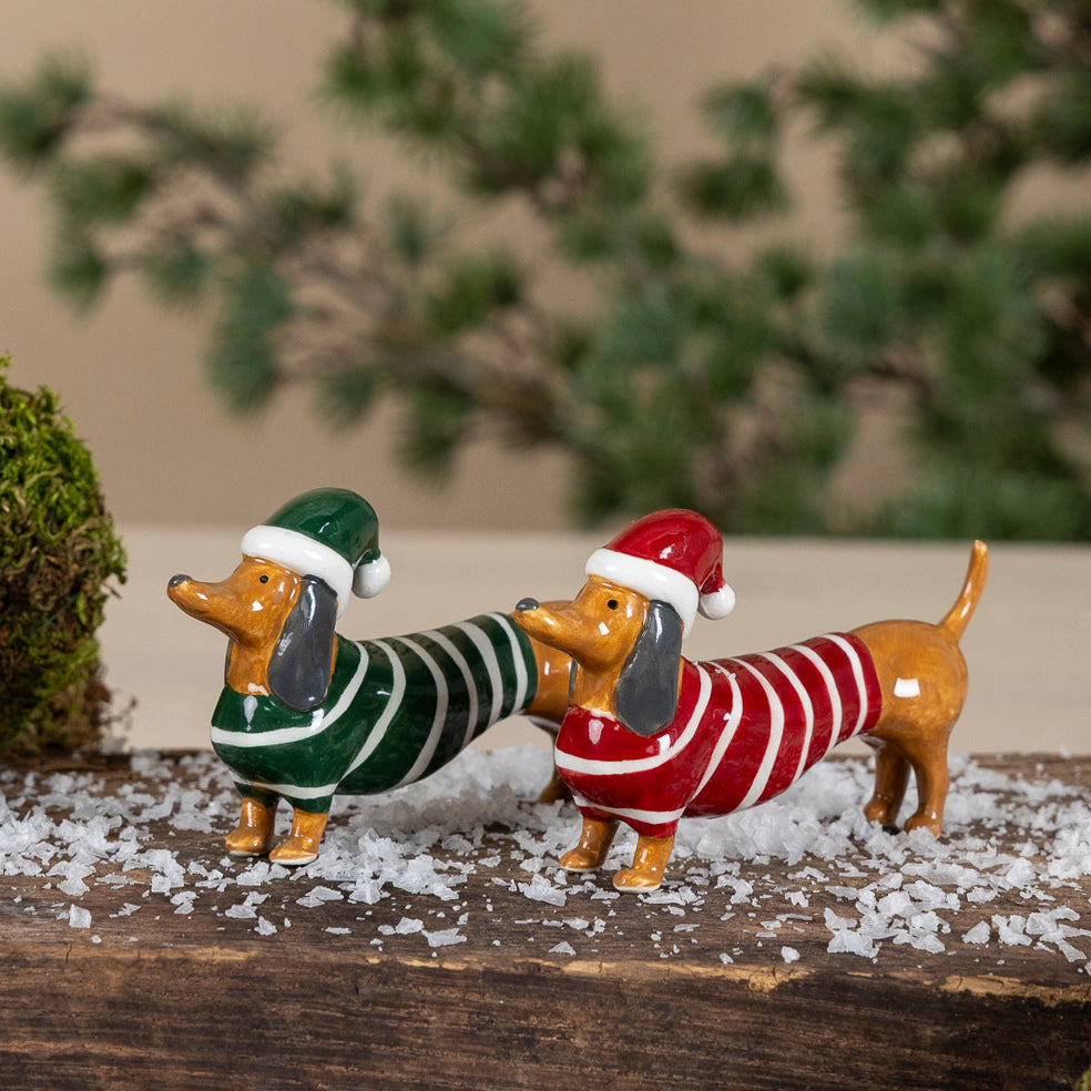 Weihnachtsdeko Hund Albin - rot grün
