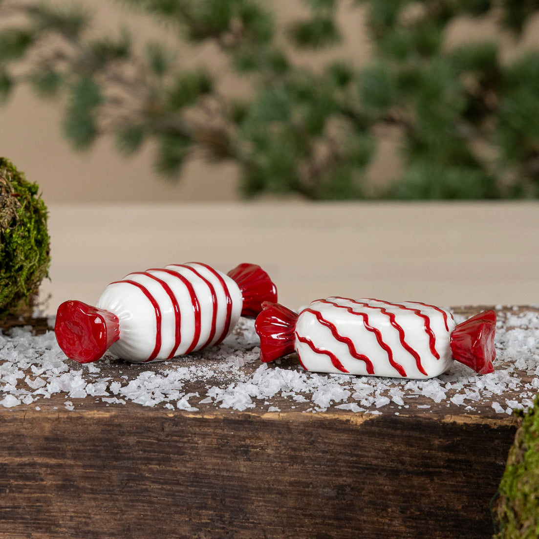 Weihnachtsdeko Bonbon Sockeras - rot weiß