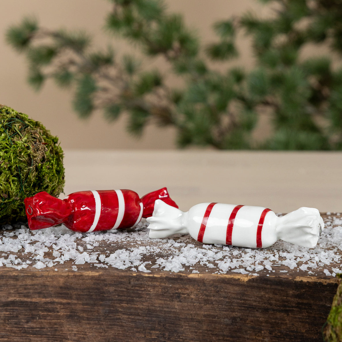 Weihnachtsdeko Bonbon Sockered - rot weiß
