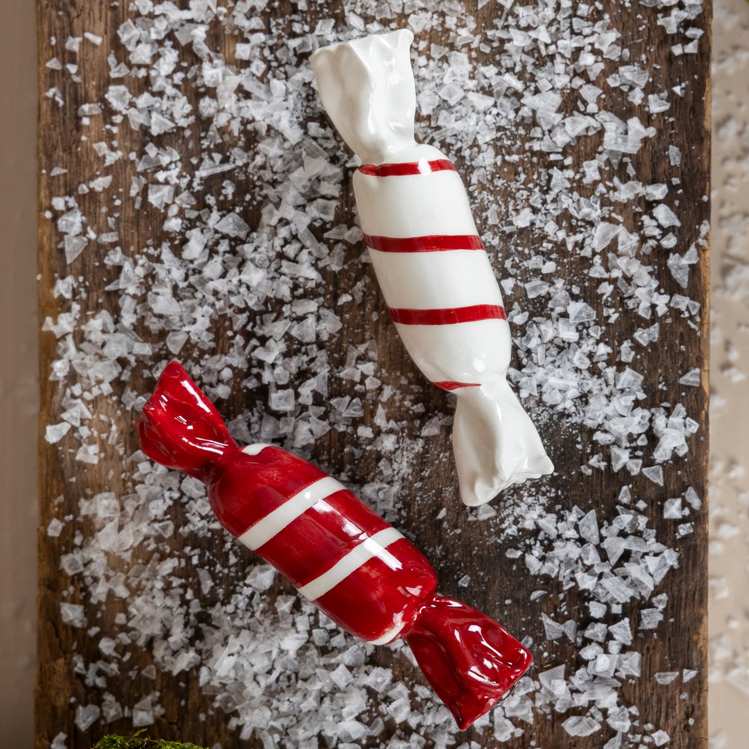 Weihnachtsdeko Bonbon Sockered - rot weiß