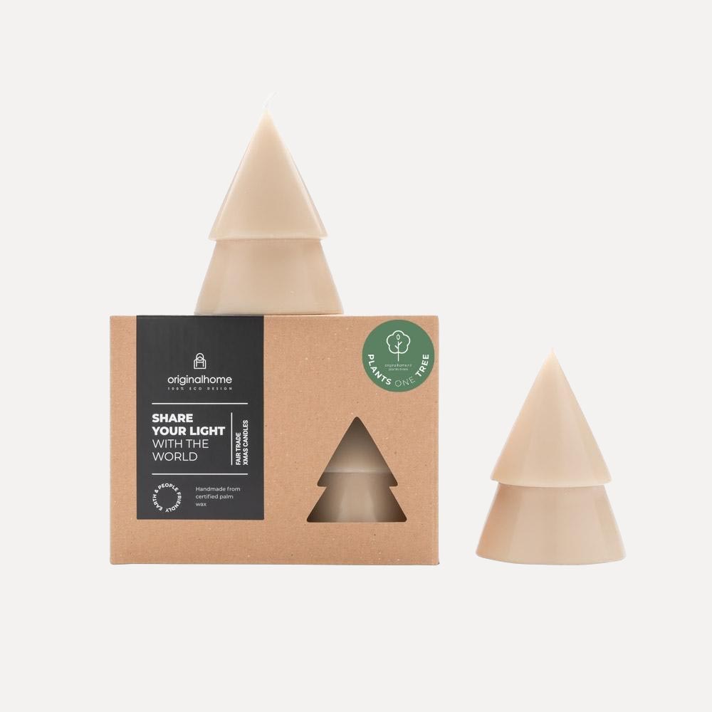 B-Ware Kerze Xmas Tannenbaum 2er Set M - beige