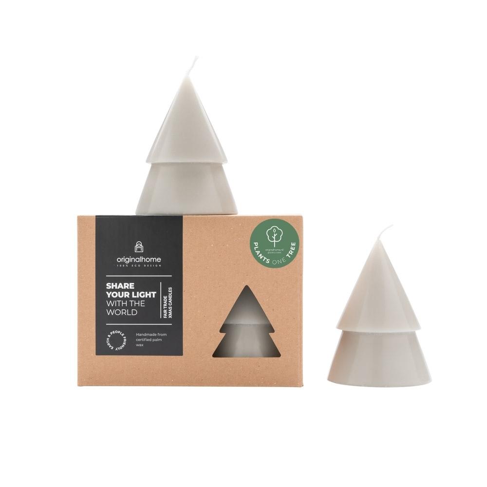 B-Ware Kerze Xmas Tannenbaum 2er Set M - grau