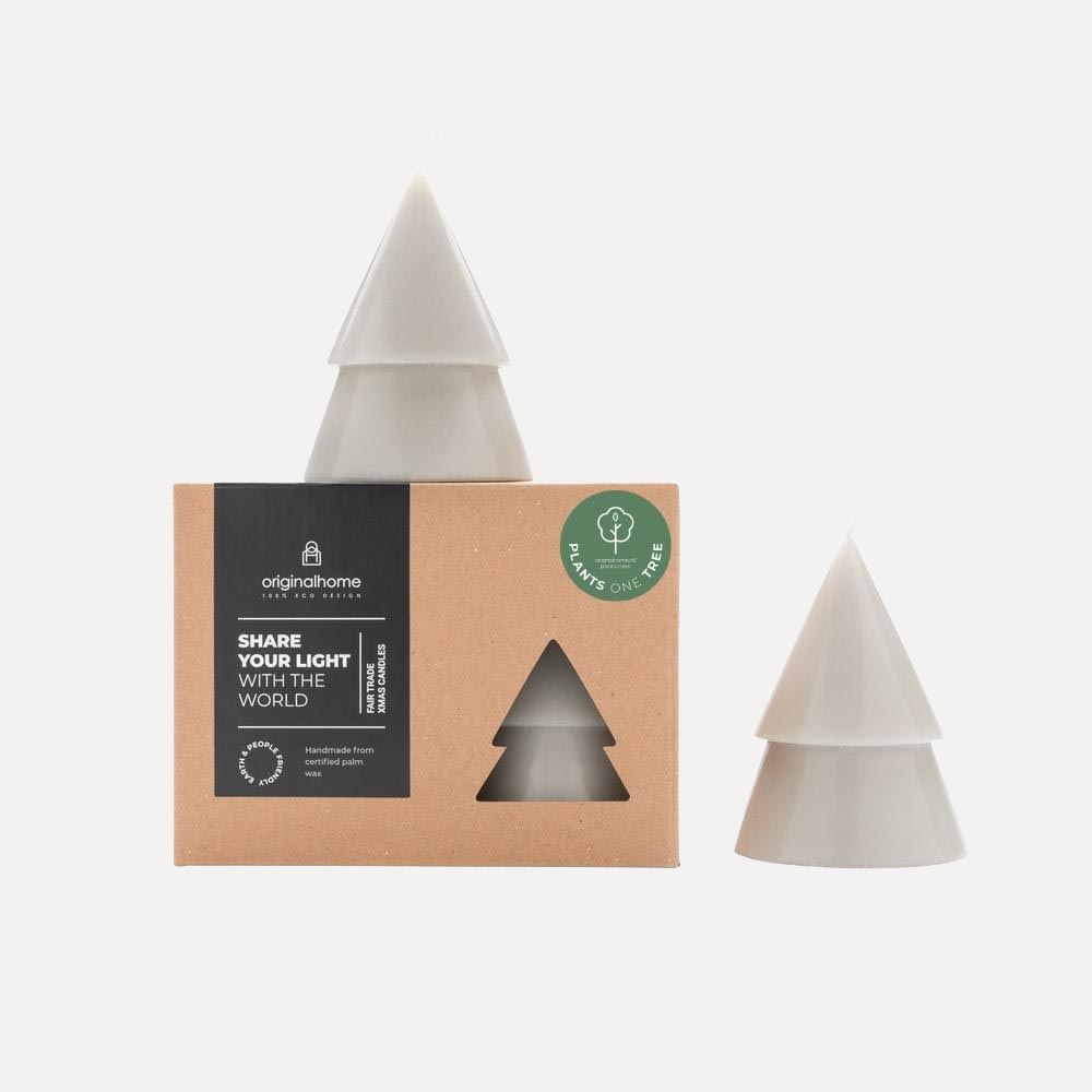 B-Ware Kerze Xmas Tannenbaum 2er Set M - grau