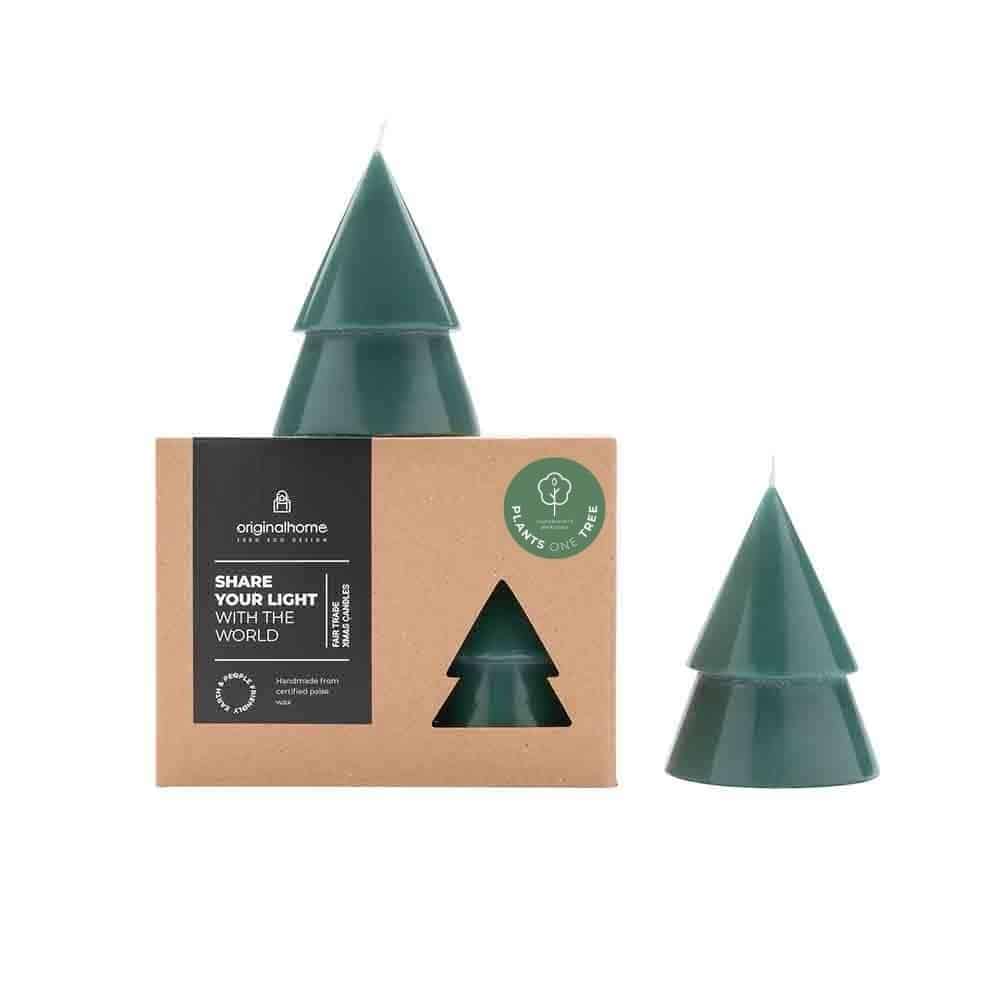 B-Ware Kerze Xmas Tannenbaum 2er Set M - pine green