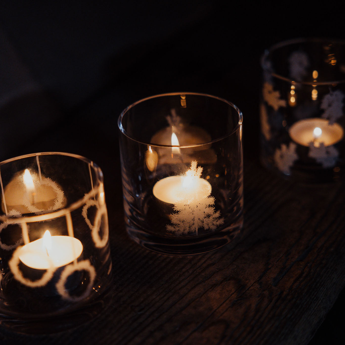 Windlicht Krans aus Glas