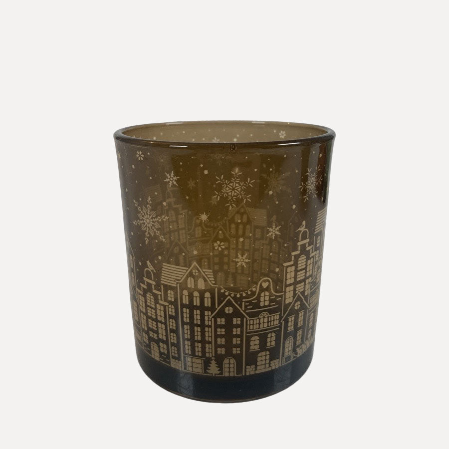 Windlicht Streets aus Glas - braun