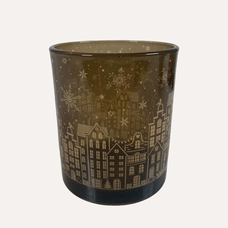 Windlicht Streets aus Glas - braun