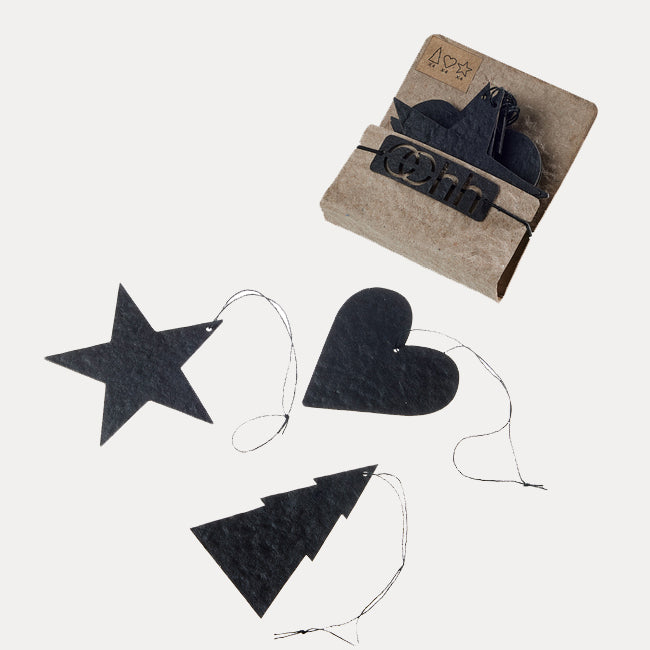 Papieranhänger pulp 12er Set - schwarz